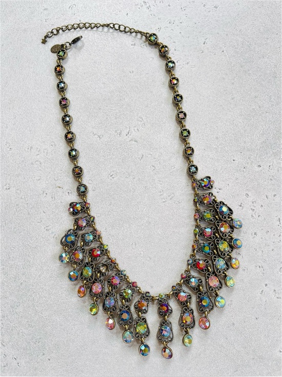 Kirks Folly Jewelry - Kirks Folly Brass Tone Multicolored Rhinestone Bib Necklace